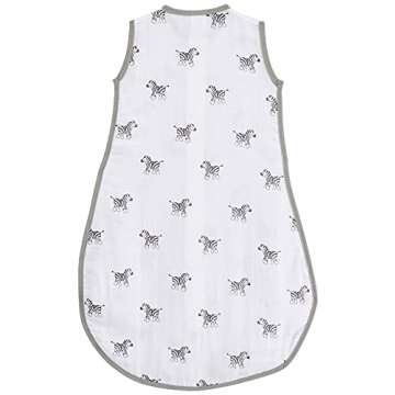 Amazing Baby Cotton Muslin Sleeping Sack, For Baby Boy or Girl, Wearable Blanket with 2-way Zipper, Zebras, Black, Medium (6-12 Month)