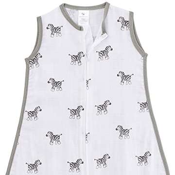 Amazing Baby Cotton Muslin Sleeping Sack, For Baby Boy or Girl, Wearable Blanket with 2-way Zipper, Zebras, Black, Medium (6-12 Month)