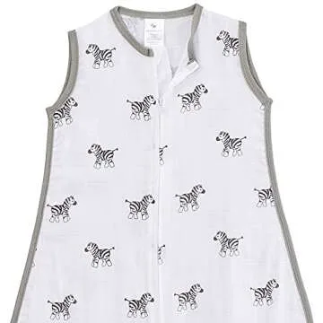 Amazing Baby Cotton Muslin Sleeping Sack, For Baby Boy or Girl, Wearable Blanket with 2-way Zipper, Zebras, Black, Medium (6-12 Month)