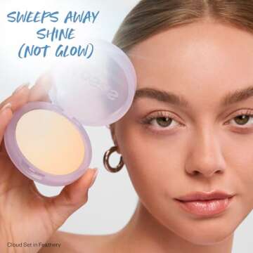 Kosas Cloud Set Face Setting Powder - Smoothing Shine Control, Soft, Sheer Translucent Makeup Finish, Portable & Long-Lasting Loose Pressed Baking Powder - Feathery (Sheer Light Medium)