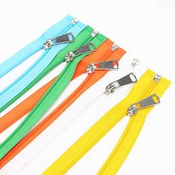Meillia 10PCS 80CM Separating Nylon Coil Zippers Bulk #5 Jacket Zippers for Jackets Coats Sewing Crafts 10 Colors Mixed