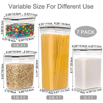PANTRYSTAR Airtight Food Storage Containers with Lids, 7 PCS BPA Free Kitchen Canisters for Spaghett...