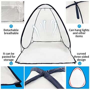 PLANTIONAL Portable Paint Tent for Spray Painting: 3.1x3.2x3.3ft Small Spray Shelter Paint Booth for DIY Projects, Hobby Paint Tool Painting Station, Small to Medium Furniture