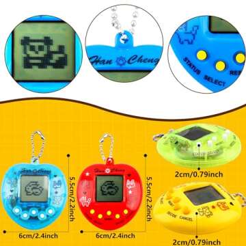 Conagel 18 Pcs Virtual Pets Keychain Electronic Digital Pets Keychain Heart Shaped Nostalgic playble...