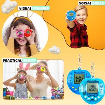 Conagel 18 Pcs Virtual Pets Keychain Electronic Digital Pets Keychain Heart Shaped Nostalgic playble Toy for Kids Game Party Supply