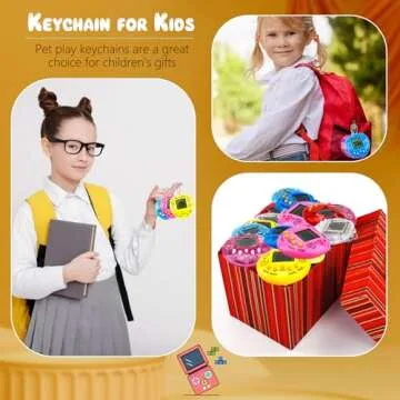 Conagel 18 Pcs Virtual Pets Keychain Electronic Digital Pets Keychain Heart Shaped Nostalgic playble Toy for Kids Game Party Supply