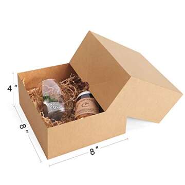 Eupako Brown Gift Boxes 8x8x4 12 Pack Kraft Paper Gift Boxes with 12pcs Twine and Gift Tags for Chri...