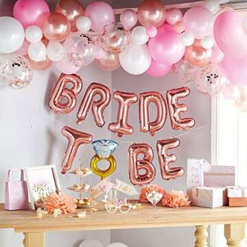 HAIOPS BRIDE TO BE Balloon Jumbo Foil Balloon Handwriting Letter Giant Celebration Balloon Romanti Wedding Bridal Shower Anniversary Engagement Party Decoration (Rose Gold)