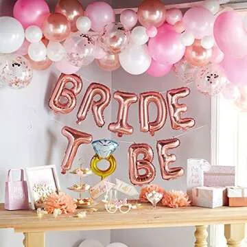 HAIOPS BRIDE TO BE Balloon Jumbo Foil Balloon Handwriting Letter Giant Celebration Balloon Romanti Wedding Bridal Shower Anniversary Engagement Party Decoration (Rose Gold)