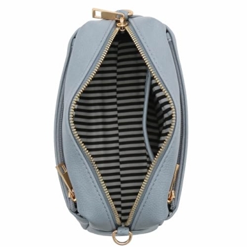 FashionPuzzle Triple Zip Small Crossbody Bag Blue Grey