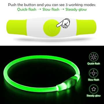 Led Dog Collar, BSEEN USB Rechargeable Flash Dog Necklace Light, Pet Safety Collar Makes Your Belove...