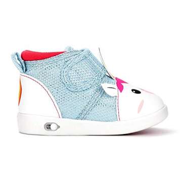 ikiki Squeaky Shoes for Toddlers/Little Kids (Unicorn, White/Sparkly Blue, Size 4)