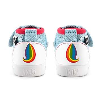 ikiki Squeaky Shoes for Toddlers/Little Kids (Unicorn, White/Sparkly Blue, Size 4)