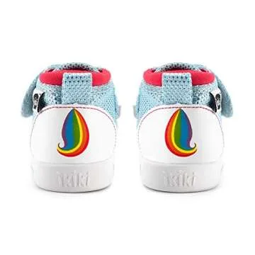 ikiki Squeaky Shoes for Toddlers/Little Kids (Unicorn, White/Sparkly Blue, Size 4)