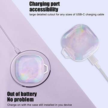 OLEBAND Galaxy Buds 2/Buds Live/Buds pro/Fan Edition(FE) case with Cute Pattern and Keychain Accessory,Hard Cover for Women and Girls,Colorful Marble