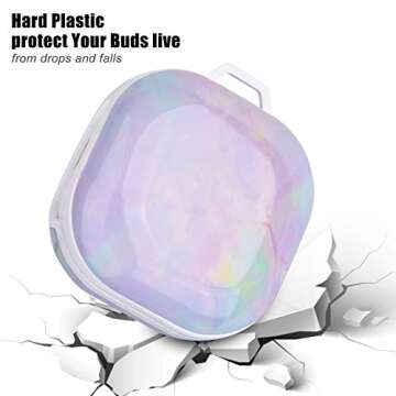 OLEBAND Galaxy Buds 2/Buds Live/Buds pro/Fan Edition(FE) case with Cute Pattern and Keychain Accessory,Hard Cover for Women and Girls,Colorful Marble