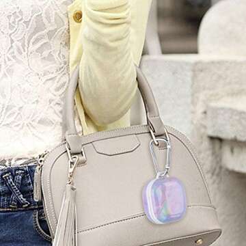 OLEBAND Galaxy Buds 2/Buds Live/Buds pro/Fan Edition(FE) case with Cute Pattern and Keychain Accessory,Hard Cover for Women and Girls,Colorful Marble