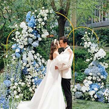 Putros Metal Arch Backdrop Stand Gold Wedding Arch Stand Set of 3 (7.2FT,6FT,6FT) Square Arched Fram...