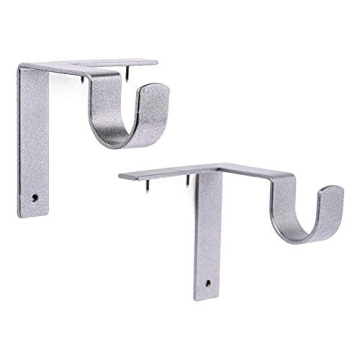 Kwik-Hang Single Curtain Rod Brackets – No Drill, No Damage – Perfect Curtains Every Time – 1?...