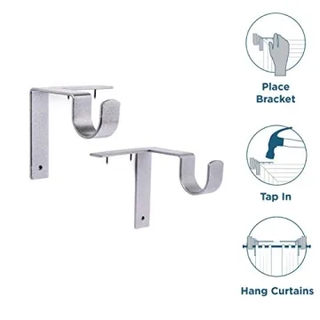 Kwik-Hang No-Drill Curtain Rod Brackets - Easy Setup