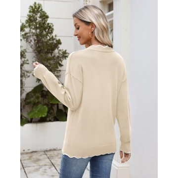 Zeagoo Fall Tops for Women 2025 Long Sleeve Dressy Casual Pullover Sweater Going Out V Neck Knit Wor...