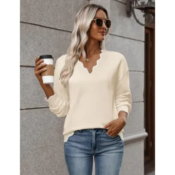 Zeagoo Women's Long Sleeve V Neck Fall Pullover Sweater
