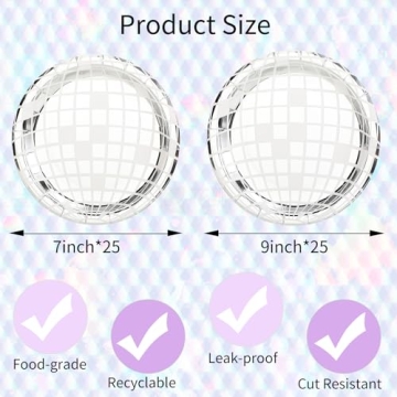 Miikoul 50 Disco Paper Plates Silver Foil Dinnerware