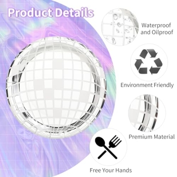 Miikoul 50 Disco Paper Plates Silver Foil Dinnerware
