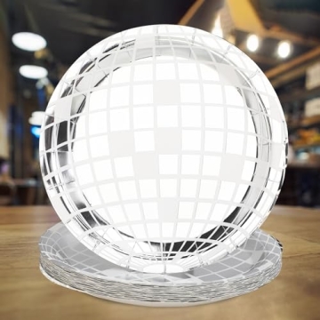 Miikoul 50 Disco Paper Plates Silver Foil Dinnerware