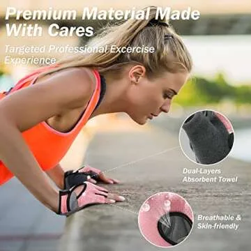 LIFECT Freedom Workout Gloves, Knuckle Weight Lifting Shorty Fingerless Gloves with Curved Open Back, for Powerlifting, Gym, Women and Men (Pink, Large)