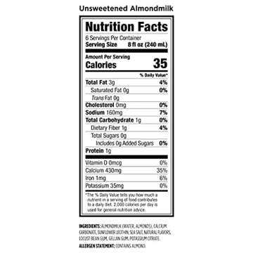Califia Farms Unsweetened Almondmilk, 48 Oz (Pack of 8) | Dairy Free | Whole30 | Keto | Vegan | Plant Based | Nut Milk | Non-GMO