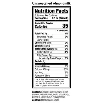 Califia Farms Unsweetened Almondmilk, 48 Oz (Pack of 8) | Dairy Free | Whole30 | Keto | Vegan | Plant Based | Nut Milk | Non-GMO