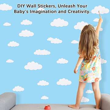 CUGBO 31pcs Big Clouds Vinyl Wall Decals DIY Wall Sticker Removable Wall Art Decor 4-10 inch for Liv...