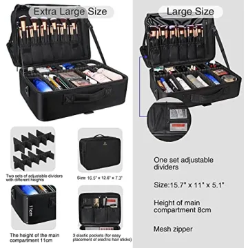 Relavel Extra Large Professional Makeup Organizer Bag