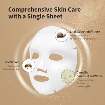 BENTON Snail Bee High Content Mask Pack (20g / 10 Sheets) - Snail Mucin Face Mask With Bee Venom | Korean Skin Care Face Mask Sheets For Moisturizing, Soothing and Nourishing (2022 Package)