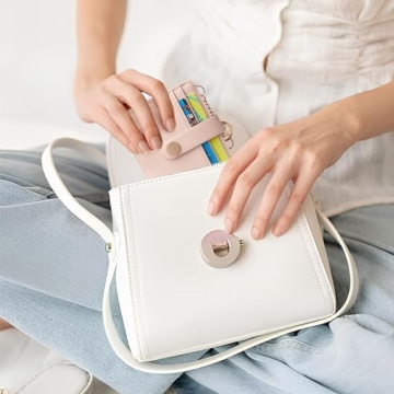 POIUGOYA Slim RFID Blocking Leather Wallet with Keychain