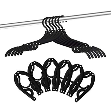 12 PCS Travel Hangers Cruise Ship Essentials Portable Folding Clothes Hangers Travel Accessories Foldable Clothes Drying Rack (Black)