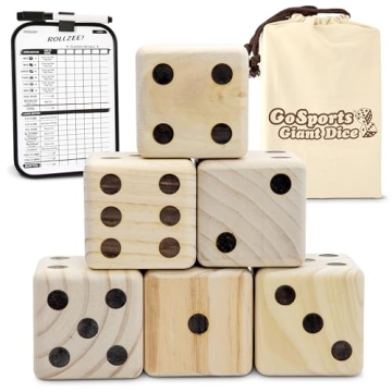 GoSports Giant Wooden Dice Set with Scoreboard & Tote