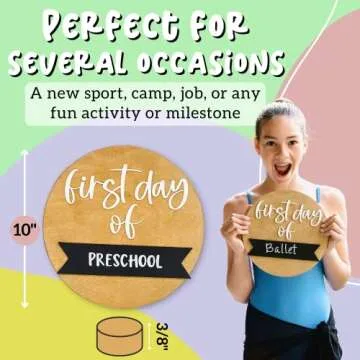 Iron & Flint First and Last Day of School Board | 10" Round Reversible Reusable Sign | Light Cream or White Birch Wood Sign with Pre-printed Banners for Preschool & Kindergarten