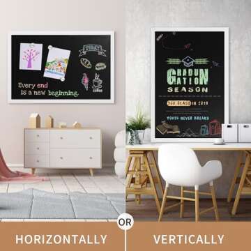 Board2by Rustic Wood Framed Magnetic Chalkboard 24 x 36, Large Hanging Chalk Board Sign for Kids, No...