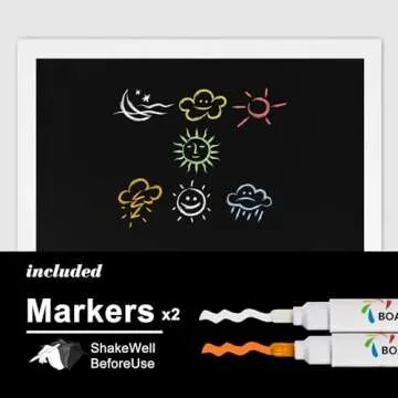 Board2by Rustic Wood Framed Magnetic Chalkboard 24 x 36, Large Hanging Chalk Board Sign for Kids, Non-Porous Wall Blackboard for Wedding Kitchen Restaurant Menu and Home with 4 Unique Magnets, White