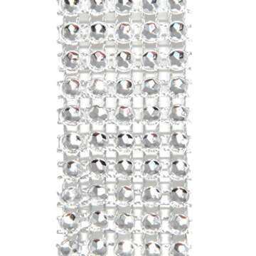 Mandala Crafts Silver Bling Wrap Rhinestone Ribbon - 1 in 20 Yds Crystal Rhinestones Mesh Ribbon - D...