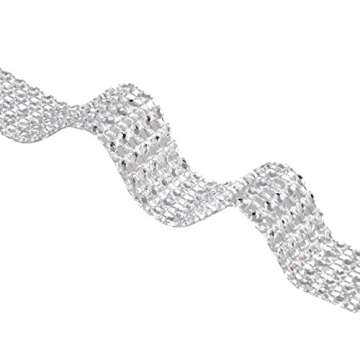 Mandala Crafts Silver Bling Wrap Rhinestone Ribbon - 1 in 20 Yds Crystal Rhinestones Mesh Ribbon - Diamond Wrap Rhinestone Strips Roll for Crafts Wedding Party Decoration