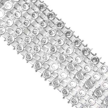 Mandala Crafts Silver Bling Wrap Rhinestone Ribbon - 1 in 20 Yds Crystal Rhinestones Mesh Ribbon - Diamond Wrap Rhinestone Strips Roll for Crafts Wedding Party Decoration