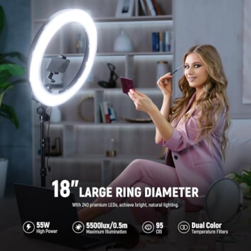 High Brightness NEEWER 18" Ring Light Kit for All