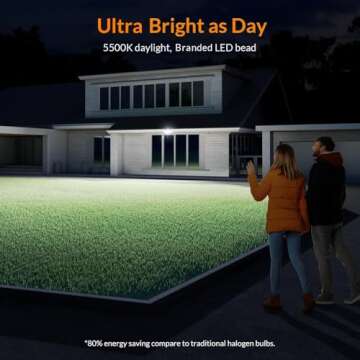 LEPOWER LED Motion Sensor Security Lights, 3 Head Motion Detected, 38W, 4200LM, Waterproof IP65, 550...