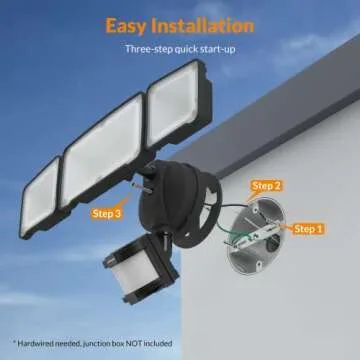 LEPOWER Motion Sensor Light - 3 Heads, 4200LM, Waterproof