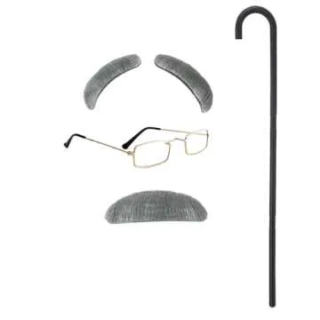 Z-Shop Old Man Costume for Boys 100th Day of School Kids Grandpa Old Person Vest with Hat,8