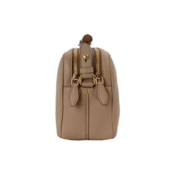 Prada Crossbody Bag Handbag For Women - Beige Vitello Phenix Leather Double Zip Crossbody Bag 1BH079 Bags For Women