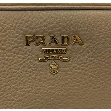Prada Crossbody Bag Handbag For Women - Beige Vitello Phenix Leather Double Zip Crossbody Bag 1BH079 Bags For Women